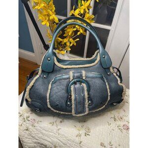 Ferragamo Frosted Luxe – Shearling Chic Shoulder Bag in Leather Elegance